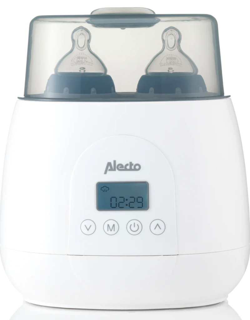 Alecto Baby BW700TWIN - Snelle digitale duo flessenwarmer voor opwarmen, sterilisatie en ontdooien, wit