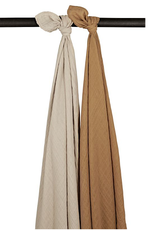 Meyco 2-pack swaddles pre-washed uni sand/toffee 120x120 cm