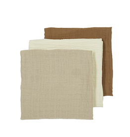 Meyco 3-pack lingettes hydrophile pre-washed uni offwhite/sand/ toffee 70x70 cm