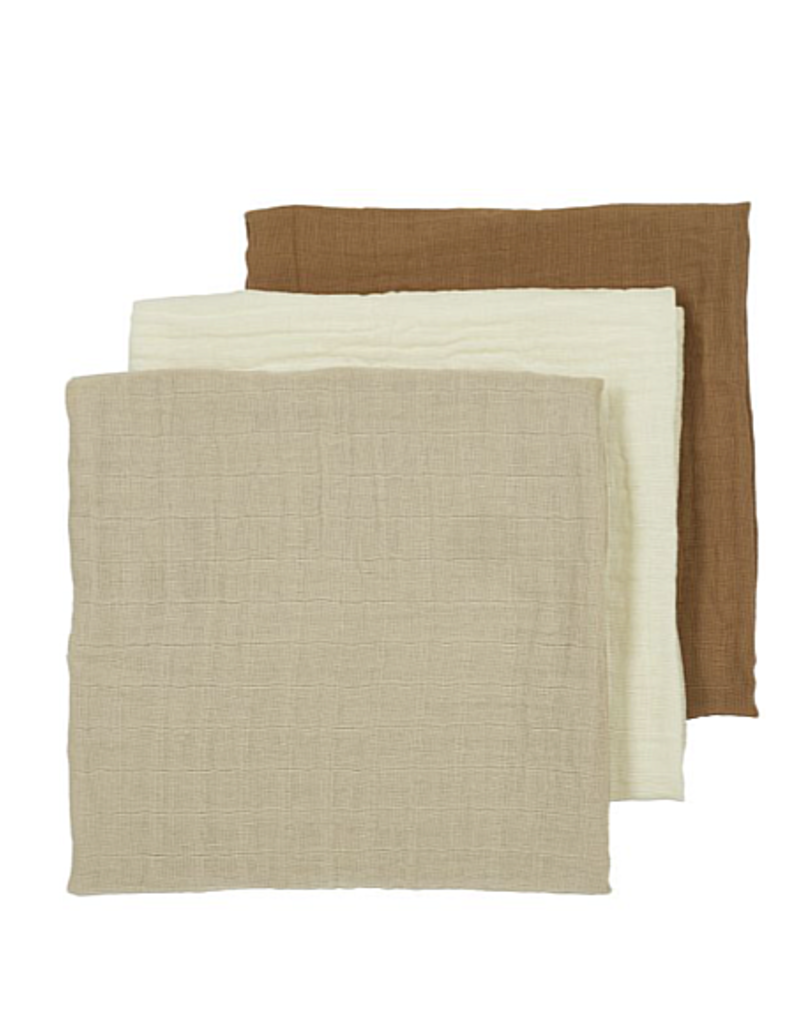 Meyco 3-pack lingettes hydrophile pre-washed uni offwhite/sand/ toffee 70x70 cm