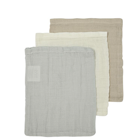 Meyco 3-pack Gant de toilette pre-washed uni offwhite/lightgrey/sand 20x17