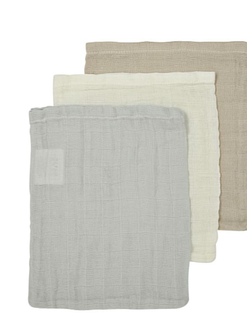 Meyco 3-pack Gant de toilette pre-washed uni offwhite/lightgrey/sand 20x17