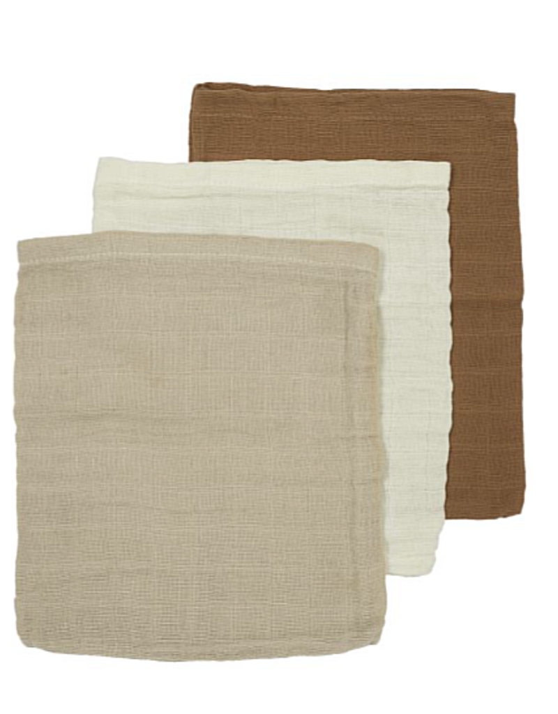 Meyco 3-pack Gant de toilette pre-washed uni Offwhite/Sand/Toffee - 20x17 cm