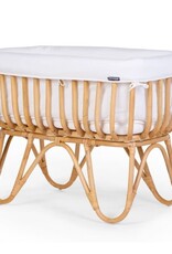 Childhome Rattan Wieg Rechthoekig - 90x50x70 Cm + Jersey Omrander Ecru - Matras - 81x42x5 Cm