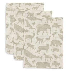 Jollein Gant de Toilette Gaze de Coton 15x20cm Animals Olive Green