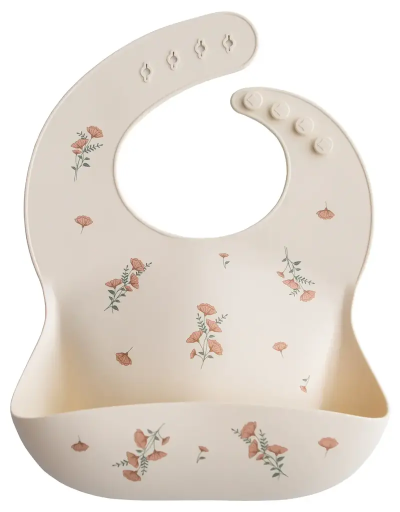 Mushie Silicone Bib Pink Flowers