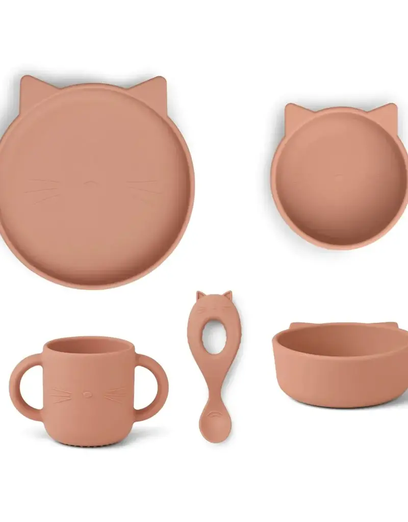 Liewood Coffret de repas en silicone Vivi -Cat/Dark Rose