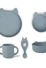 Liewood Coffret repas en silicone Vivi - Rabbit/Sea Blue