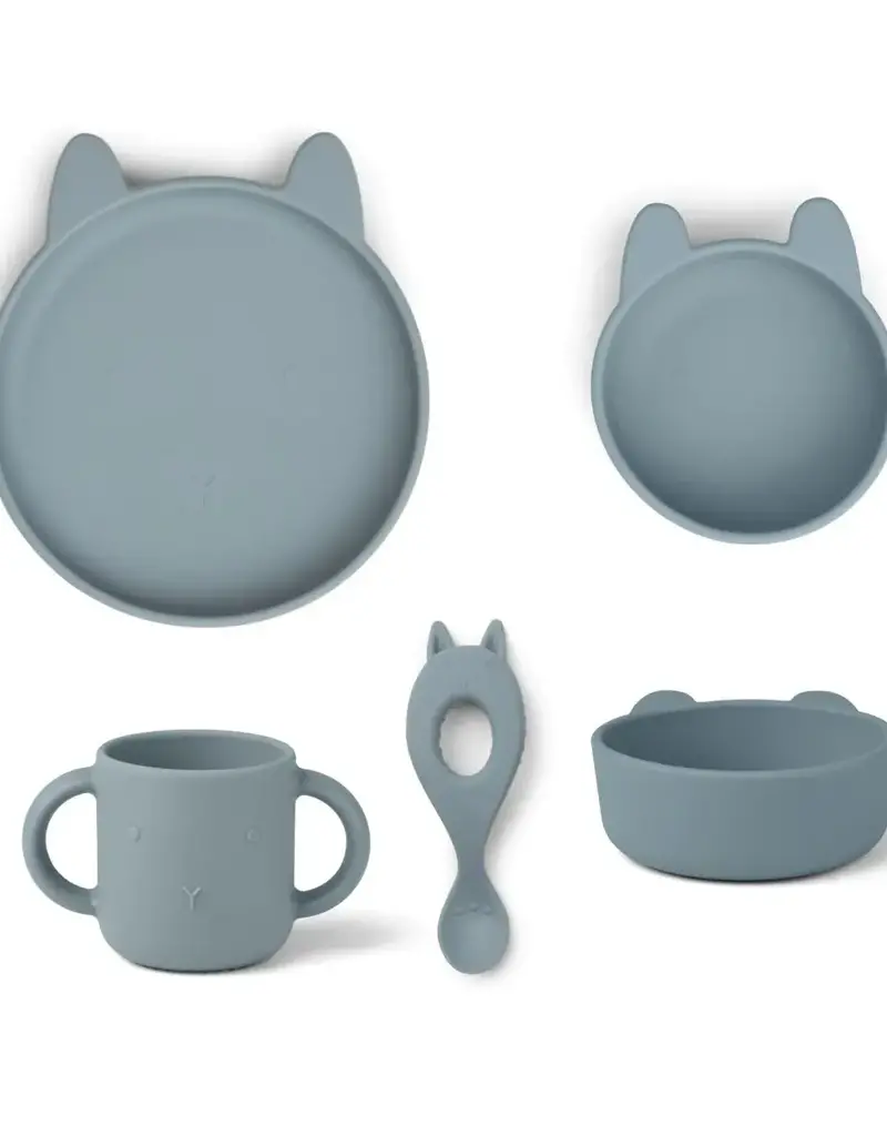 Liewood Vivi Silicone Tableware Set 4-Pack -Rabbit/Sea Blue