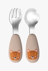 Tryco Silicone & Stainless Spoon And Fork - Leopard Lenny