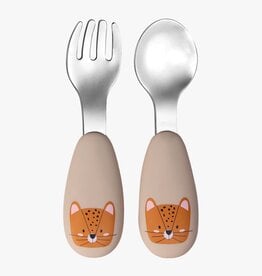 Tryco Silicone & Stainless Spoon And Fork - Leopard Lenny