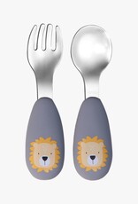 Tryco Silicone & Stainless Spoon And Fork - Blue Lion Leo