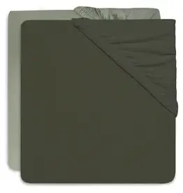Jollein Fitted Sheet Cot Jersey 60x120cm - Ash Green/Leaf Green - 2 Pack