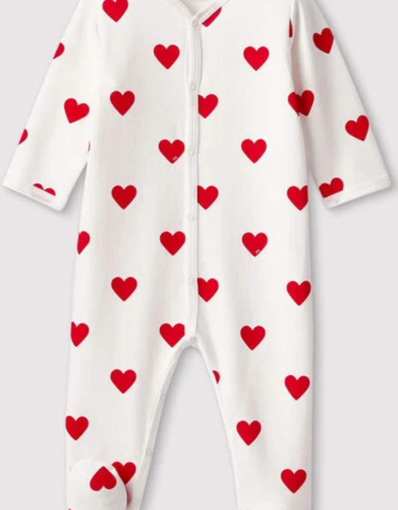 Petit bateau Pyjama à coeur rouges - blanc MARSHMALLOW/rouge