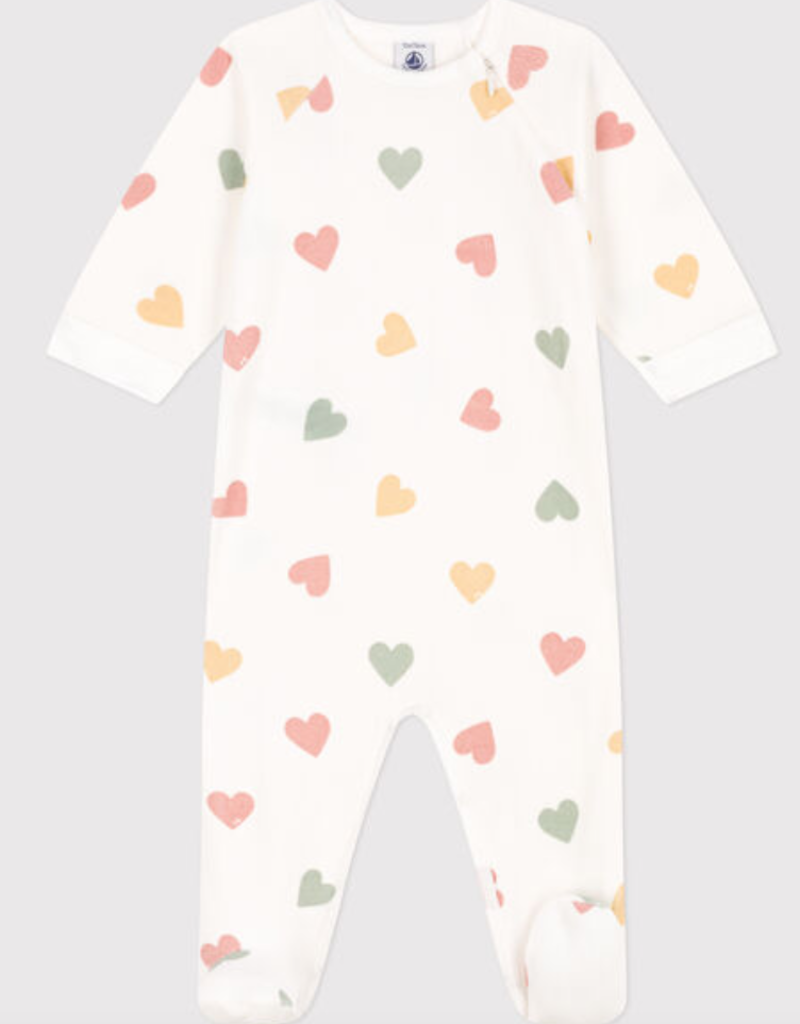 Petit bateau Pyjama en velours - coeurs multicolores