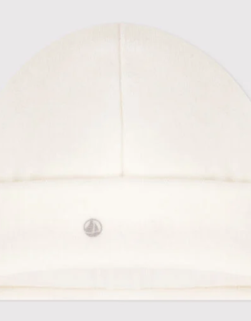 Petit bateau Bonnet en velours -  blanc MARSHMALLOW