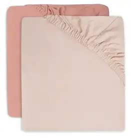 Jollein Fitted Sheet Cot Jersey 60x120cm - Pale Pink/Rosewood - 2 Pack