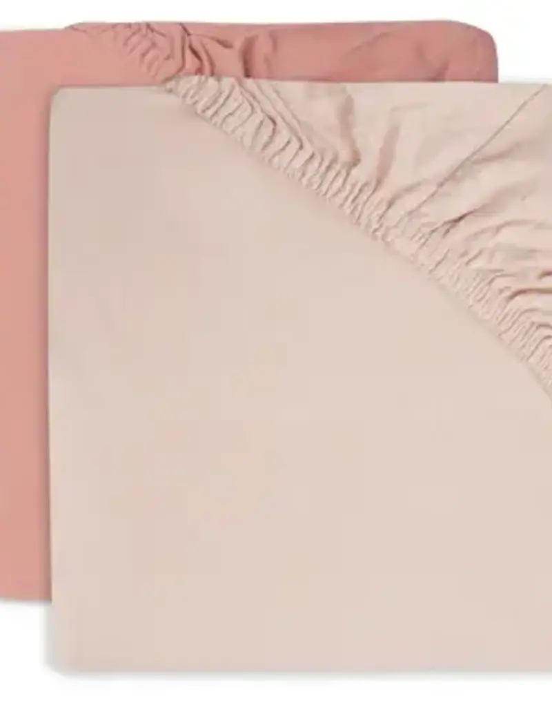 Jollein Fitted Sheet Cot Jersey 60x120cm - Pale Pink/Rosewood - 2 Pack