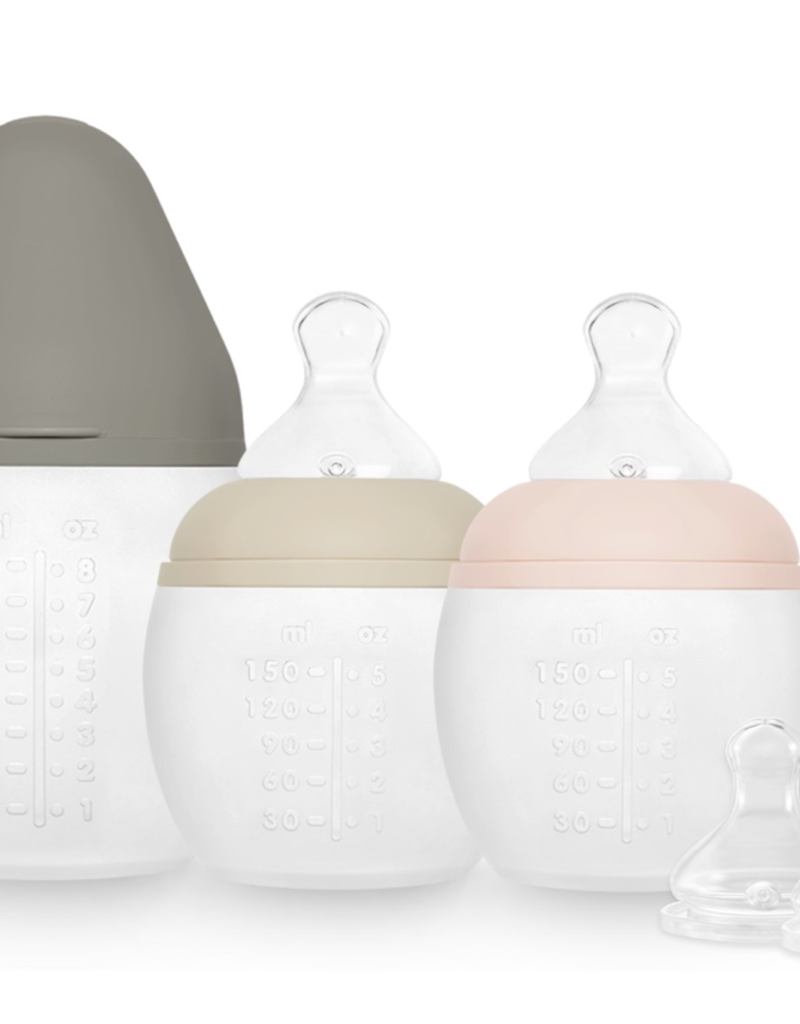 Élhée Coffret de naissance - 2* 150 ml - 1* 240 ml - Lot tétine débit lent (nude/sand/kaki)