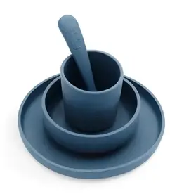 Jollein Silicone Dinner Set 4-Delig - Jeans Blue