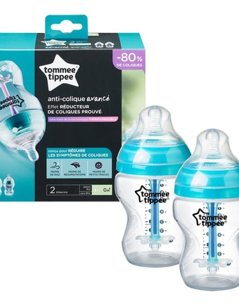 Tommee Tippee Antikoliekzuigfles Avancé transparant/wit 260 ml - 2 stuks