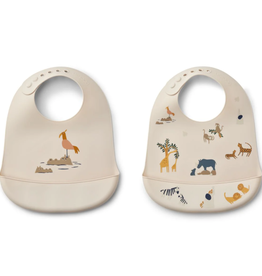 Liewood Tilda Printed Bib 2-Pack All together / Sandy