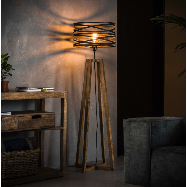 Vloerlamp twist houten + led lamp - dePauwWonen