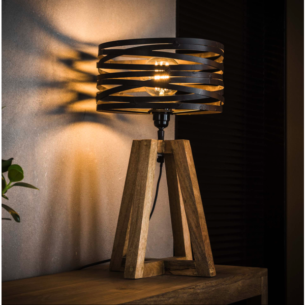 Moedig Uitschakelen Vestiging Tafellamp twist houten kruisframe + led lamp cadeau - dePauwWonen
