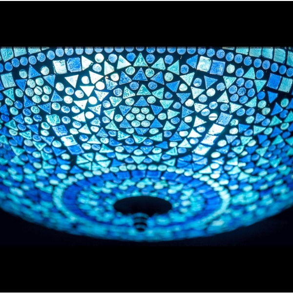 Geheim Verzorger Gevoel Oosterse mozaïek plafonniere in blauw glas en ster dessin. - dePauwWonen