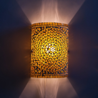 Oosterse wandlamp in bruin/beige glas mozaïek - model