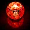 oosterse waxinehouder crackled glass - bol rood-oranje in 2 maten
