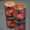 Waxinehouder mozaiek cilinder - Crackled glass - rood/paars