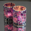 Waxinehouder mozaiek cilinder - Crackled glass - paars