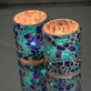 Waxinehouder mozaiek cilinder - Crackled glass - blauw