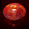 Waxinehouder mozaiek ufo - crackled glass - rood/oranje