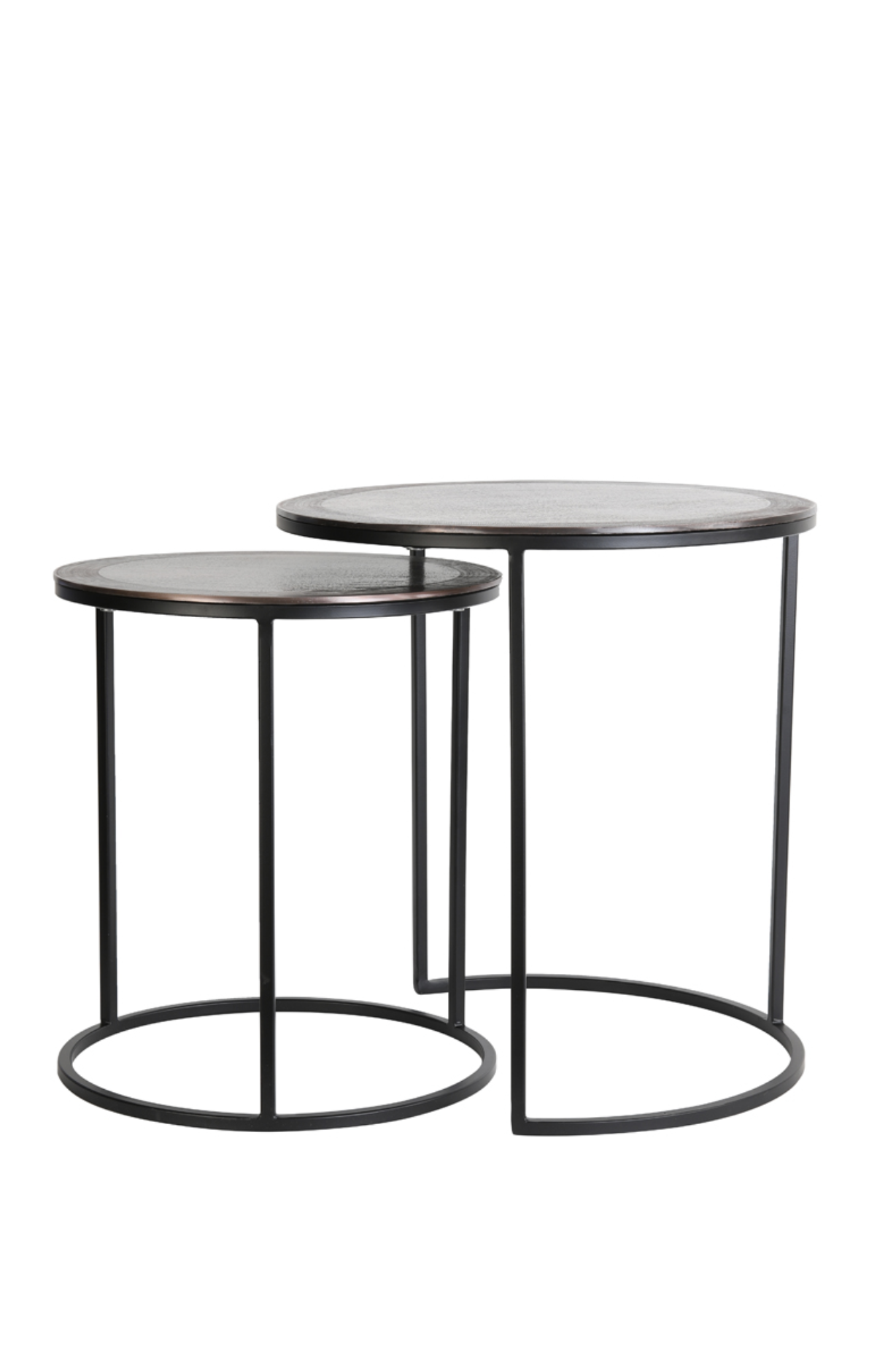 HAKU Möbel Bijzettafelset van 2 stuks, metaal, zwart/koper