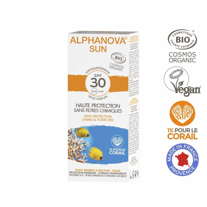 ALPHANOVA SUN BIO SPF 30 zonne-allergie gevoelige huid - waterprooof