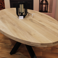 Ovaal tafelblad eiken 2,40 x 1,10 meter 6cm dikke rand Ovaal tafelblad eiken 2,40 x 1,10 meter 6cm dikke rand