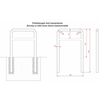 Arceau à vélo avec barre transversale 600 x 1050 - acier galvanisé