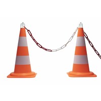 Ensemble de 5 cônes (50 cm) et 7.5 m chaine de signalisation (Ø 8mm)