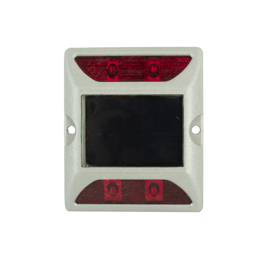 Wegdekreflector met LED licht op zonne energie (Incl. € 0.075 BEBAT) - Rood/Wit