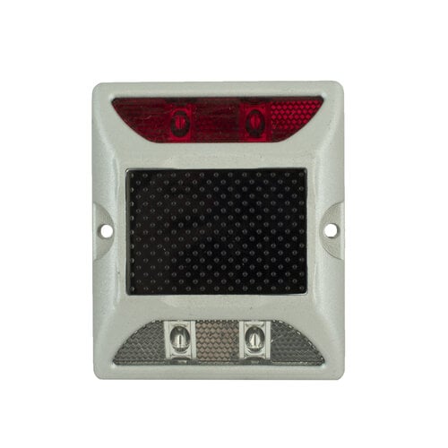 Wegdekreflector met LED licht op zonne energie (Incl. € 0.075 BEBAT) - Rood/Wit 