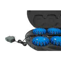 Coffre avec 6 rotorlights LED bleu rechargeable - magnétique