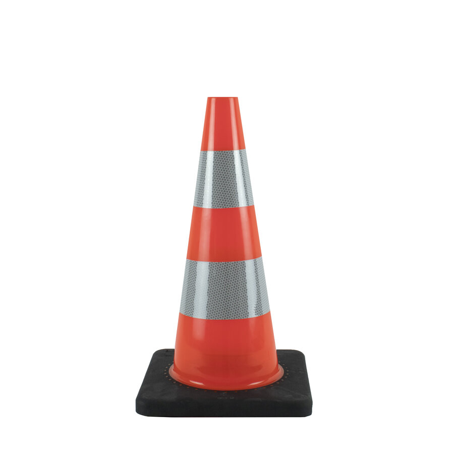 Cône de signalisation PU - 50 cm avec base noir - Classe 2