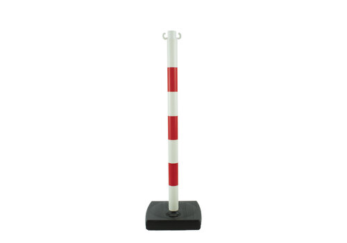 Kettingpaal in PVC, 90 cm, rood / wit met opvulbare voet 4 kg. 