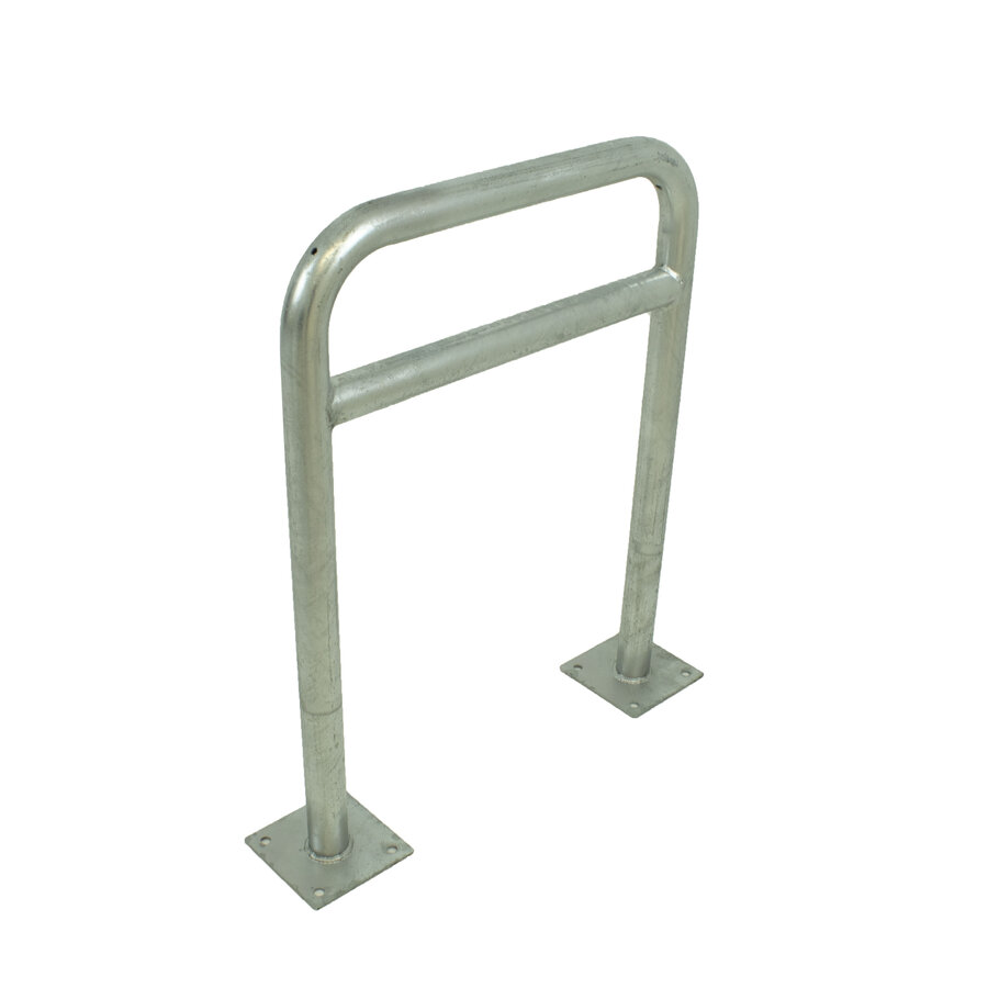 Arceau vélo 600 x 800 mm Ø 50 mm avec  barre transversale sur platines