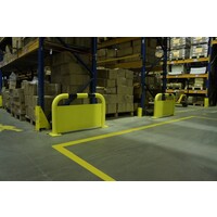 Beschermbeugel met doorrijbeveiliging - H600 x B750 mm - Geel/Zwart