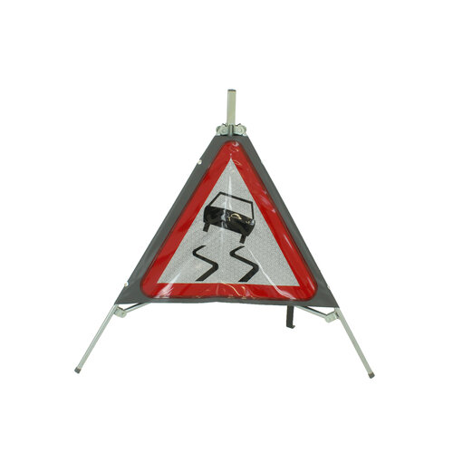 Signalisation 'TRIPAN' - panneau A15 - CHAUSSEE GLISSANTE - pliable 