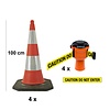 SKIPPER Skipper BIG kegelset 81 m2 met 100 cm Bigfoot kegels en Skipper afzetlinthouders - Caution do not enter
