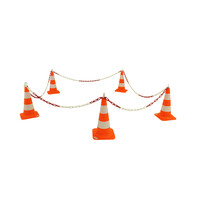 Ensemble de 5 cônes (50 cm) et 7.5 m chaine de signalisation (Ø 8mm)
